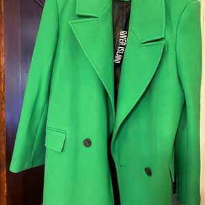 Beautiful Bright Green long Oversized Coat